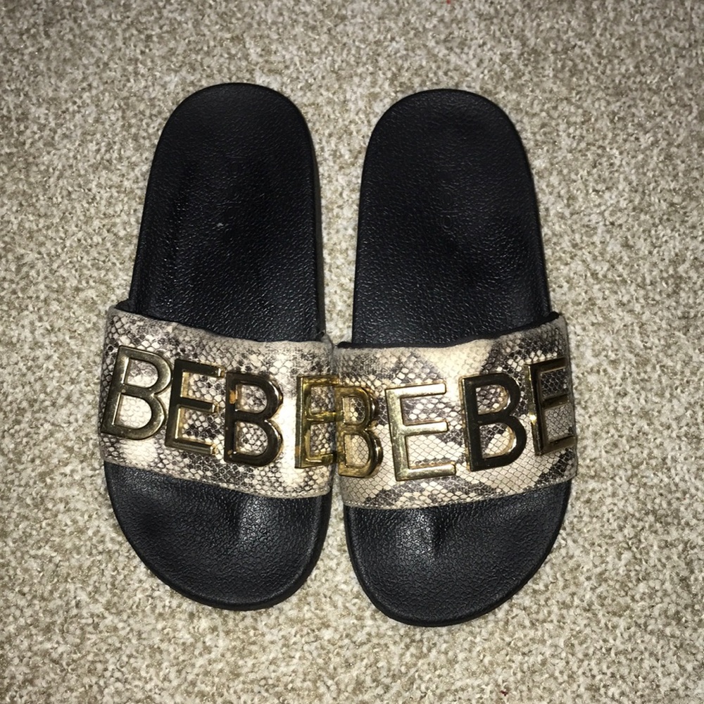 Bebe Snakeskin Slides